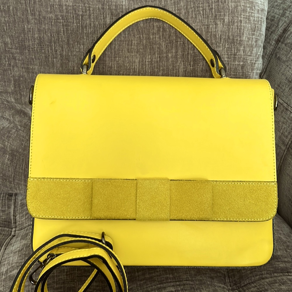🇮🇹Italian leather & suede satchel w/strap🇮🇹